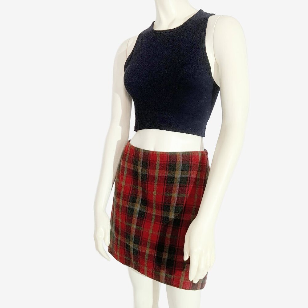 Vintage 1990s Smart Set Red Plaid MIni-Skirt / Size Small